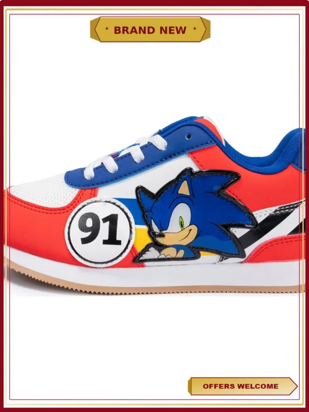 Sonic Boys Athletic Runner Sneakers Mesh PU Lace Up